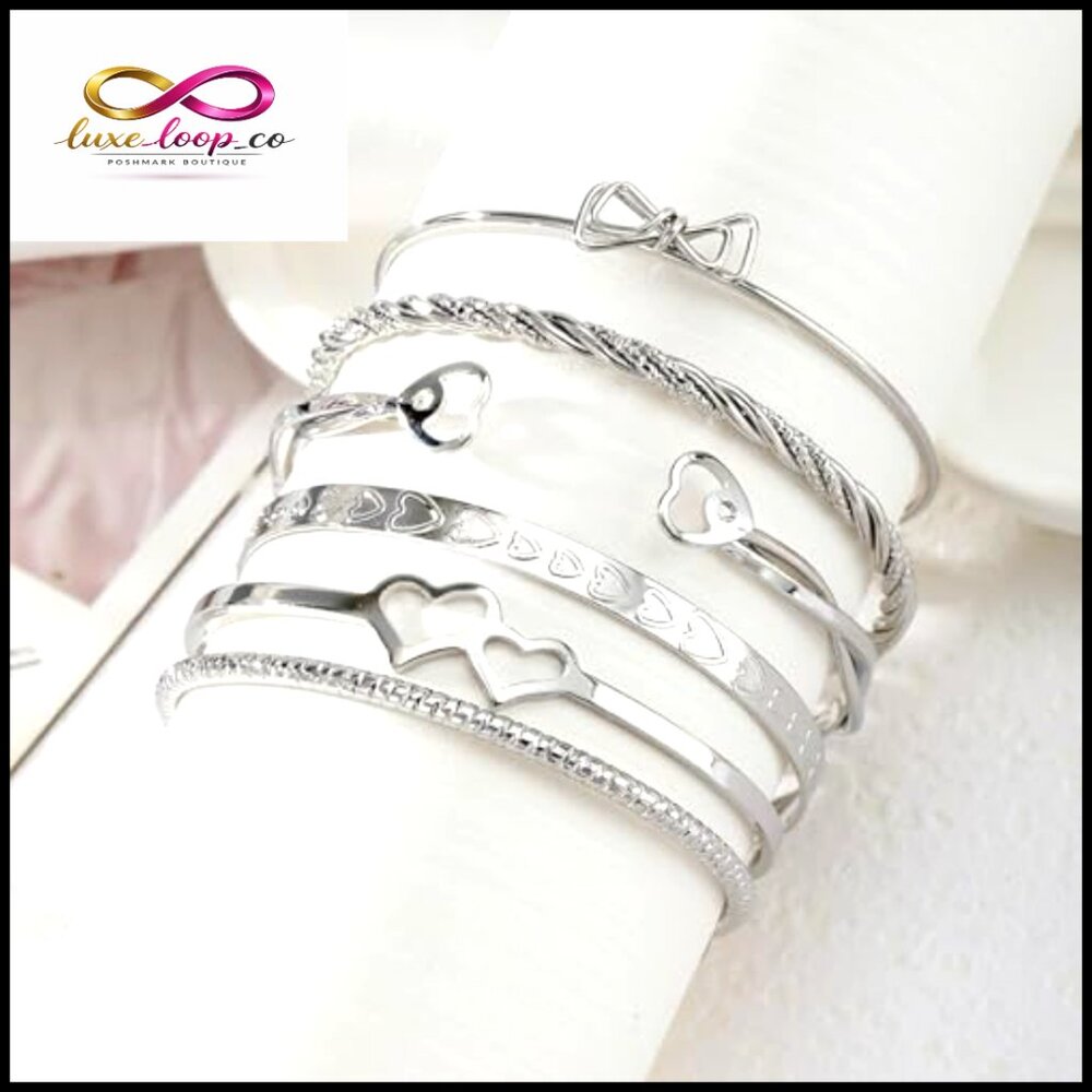 14k Gold Plated Stackable Bangle Bracelet Set, Ad… - image 4